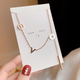 Carta de moda gotas de agua forma de corazón incrustaciones de acero titanio perlas artificiales diamantes de imitación colgante collar 1 pieza