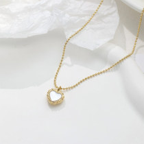 Elegante collar con colgante chapado en oro de 14 quilates con incrustaciones de acero inoxidable en forma de corazón para mujer