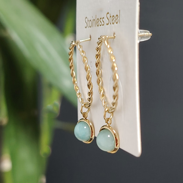 1 par de pendientes colgantes chapados en oro de 18 quilates de acero de titanio con pulido redondo de estilo simple informal