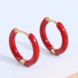 1 par de aretes de aro redondos de acero inoxidable de estilo simple