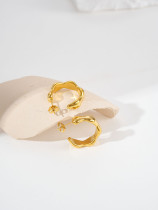 1 par de pendientes chapados en oro de acero inoxidable chapado en forma de C de viaje artístico de estilo moderno