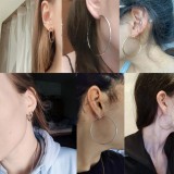 Pendientes chapados en acero inoxidable con círculo de moda, 1 par