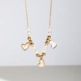 Collar chapado en oro de 18 quilates de acero inoxidable con forma de corazón romántico de estilo nórdico