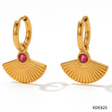 1 par de pendientes de circonita con incrustaciones de acero inoxidable chapado en sector retro