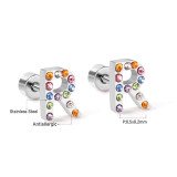 Pendientes De Aro De Circón Con Incrustaciones De Acero Inoxidable Con Letras De Moda 1 Par