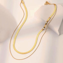Collares acodados chapados en oro de 18 quilates con revestimiento de acero inoxidable de color sólido de estilo vintage