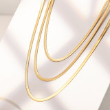 Collares en capas chapados en oro de acero titanio y acero inoxidable geométricos de estilo simple
