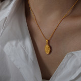 Collar chapado en oro de 18 quilates con revestimiento de acero de titanio geométrico de estilo vintage