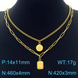 Collar con colgante chapado en oro de 18 quilates con revestimiento de acero de titanio en forma de corazón y estrella de estilo simple y clásico