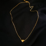 Collar con colgante chapado en oro de 18 quilates con revestimiento de acero de titanio en forma de corazón estilo IG