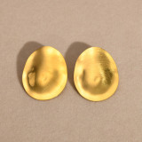 1 par de pendientes ovalados estilo INS chapados en acero inoxidable chapados en oro de 18 quilates