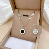 Collar de perlas artificiales con incrustaciones de acero inoxidable en forma de corazón cuadrado con letras de hip-hop 1 pieza