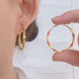 1 par de aretes de acero inoxidable esmaltados redondos de estilo simple estilo IG