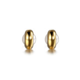 Pendientes de perlas con incrustaciones de acero de titanio redondos de estilo simple de 1 pieza