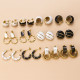 Pendientes redondos de estilo simple con revestimiento de esmalte de acero inoxidable
