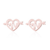Pendientes huecos chapados en acero inoxidable con araña en forma de corazón de estilo Simple, 1 par