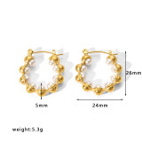 1 par de pendientes chapados en acero inoxidable en forma de U de estilo simple