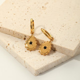 1 par de pendientes colgantes chapados en oro de 18K con incrustaciones de gotas de agua de estilo clásico elegante y circonita de acero inoxidable