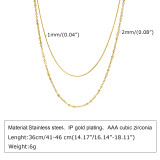 Collares de doble capa chapados en oro de 18 quilates chapados en capas de acero inoxidable de color sólido de vacaciones estilo IG