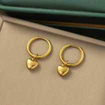 1 par de pendientes colgantes chapados en oro de 18 quilates de acero titanio con forma de corazón de estilo sencillo y dulce