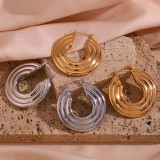 1 par de aretes básicos chapados en oro de 18 quilates de acero inoxidable chapado en color sólido estilo simple básico estilo clásico