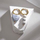 1 par de pendientes colgantes chapados en acero inoxidable con forma de corazón geométrico a la moda