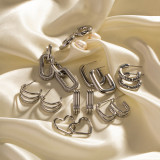 1 par de pendientes chapados en perlas de imitación de acero inoxidable con forma de U y forma de C Estilo Vintage