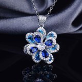 Conjunto de Flor de Azul Zirconia PARA Mujer