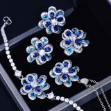 Conjunto de Flor de Azul Zirconia PARA Mujer