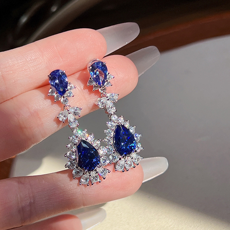 Aretes de Imitacion Sapphire Zafiro para Mujeres