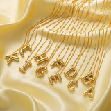 Waterproof INS Style 18K Gold Stainless Steel 26 Letters Hollow Pendant Necklace Women Jewelry