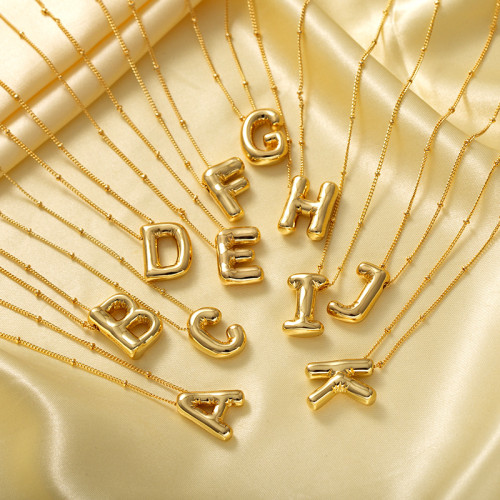 Waterproof INS Style 18K Gold Stainless Steel 26 Letters Hollow Pendant Necklace Women Jewelry