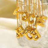 Waterproof INS Style 18K Gold Stainless Steel 26 Letters Hollow Pendant Necklace Women Jewelry
