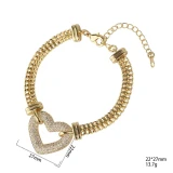 Brass 18K Gold Plated Heart Shape Zircon Bracelets Necklace