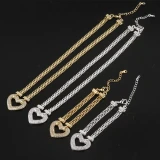 Brass 18K Gold Plated Heart Shape Zircon Bracelets Necklace
