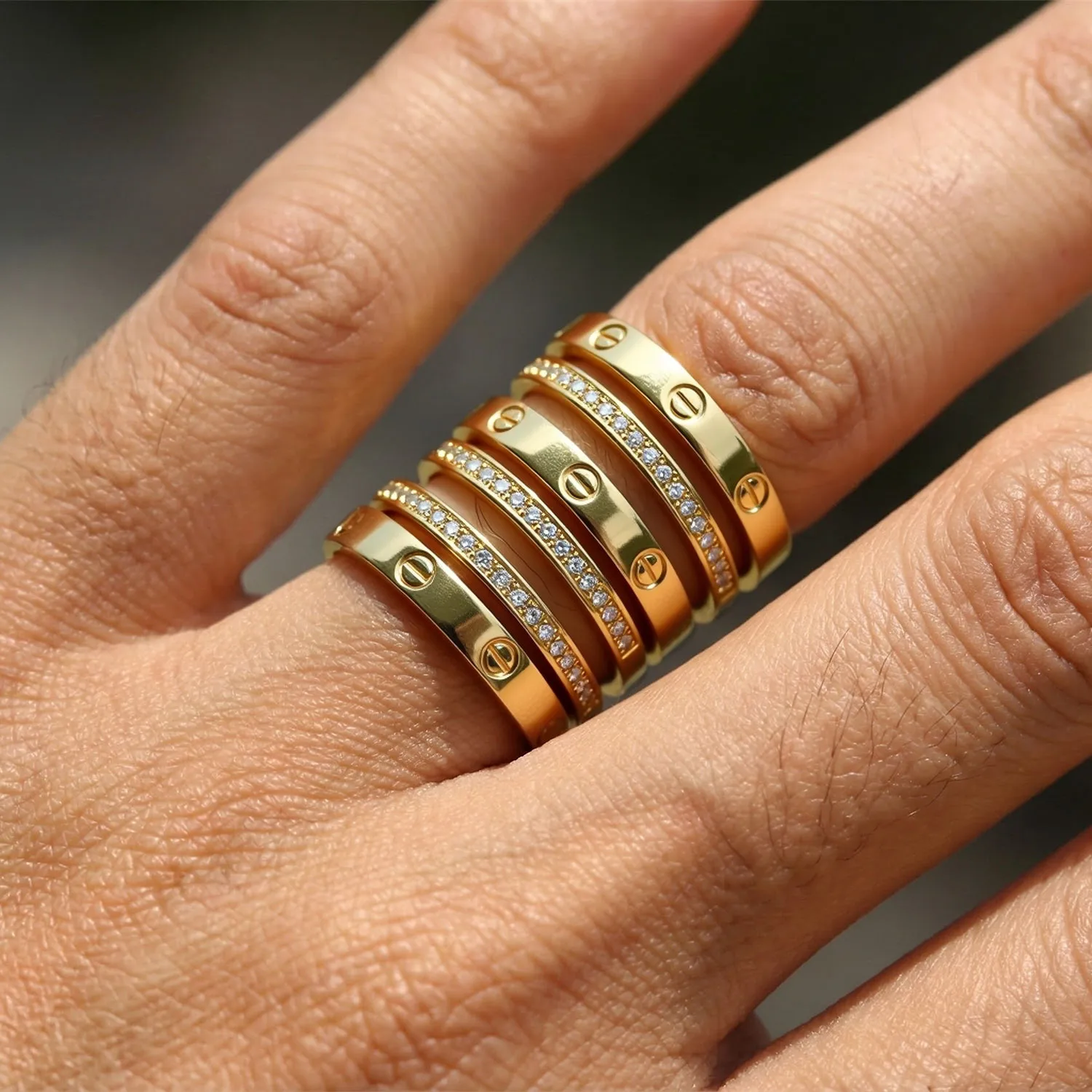 Minimalist Single Row Diamond Open Ring For Women, Copper Gold-Plated With Zircon Design, 18K Real Gold Plated Roman Numeral Ring