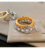 Double Layer Saturn Stacking Rings For Women Luxury Unique Design High Fashion Personality Index Finger Ring French Vintage Style