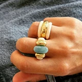 Fashionable Retro French Vacation Feel Aurelie Bidermann ETANIA Lapis Lazuli Color Ring For Women Geometric Pattern Copper