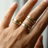 Minimalist Single Row Diamond Open Ring For Women, Copper Gold-Plated With Zircon Design, 18K Real Gold Plated Roman Numeral Ring