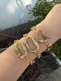 Basic Retro Circle Square Heart Shape Brass Paperclip Chain Bracelets In Bulk