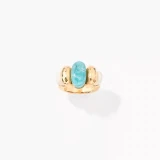 Fashionable Retro French Vacation Feel Aurelie Bidermann ETANIA Lapis Lazuli Color Ring For Women Geometric Pattern Copper