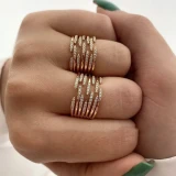 Niche Design Ring Simple High-Grade Multi-Line Ring Brass Plated 18K Gold Forefinger Ring Women