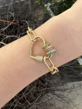 Basic Retro Circle Square Heart Shape Brass Paperclip Chain Bracelets In Bulk