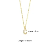 Brass Cable Chain Handmade Letter Zircon Pendant Necklace