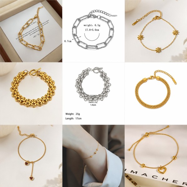 Conjunto de joyas, pulsera nueva de acero de titanio que no se decolora para mujer, versátil, estilo Instagram, joyería femenina a la moda, sensación de alta gama.