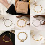 Conjunto de joyas, pulsera nueva de acero de titanio que no se decolora para mujer, versátil, estilo Instagram, joyería femenina a la moda, sensación de alta gama.