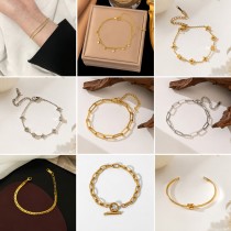 Conjunto de joyas, pulsera nueva de acero de titanio que no se decolora para mujer, versátil, estilo Instagram, joyería femenina a la moda, sensación de alta gama.