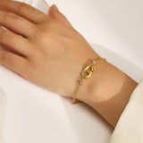 Conjunto de joyas, pulsera nueva de acero de titanio que no se decolora para mujer, versátil, estilo Instagram, joyería femenina a la moda, sensación de alta gama.
