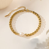 Conjunto de joyas, pulsera nueva de acero de titanio que no se decolora para mujer, versátil, estilo Instagram, joyería femenina a la moda, sensación de alta gama.
