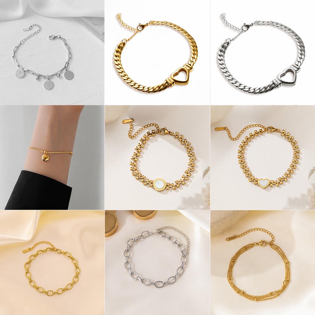 Conjunto de joyas, pulsera nueva de acero de titanio que no se decolora para mujer, versátil, estilo Instagram, joyería femenina a la moda, sensación de alta gama.